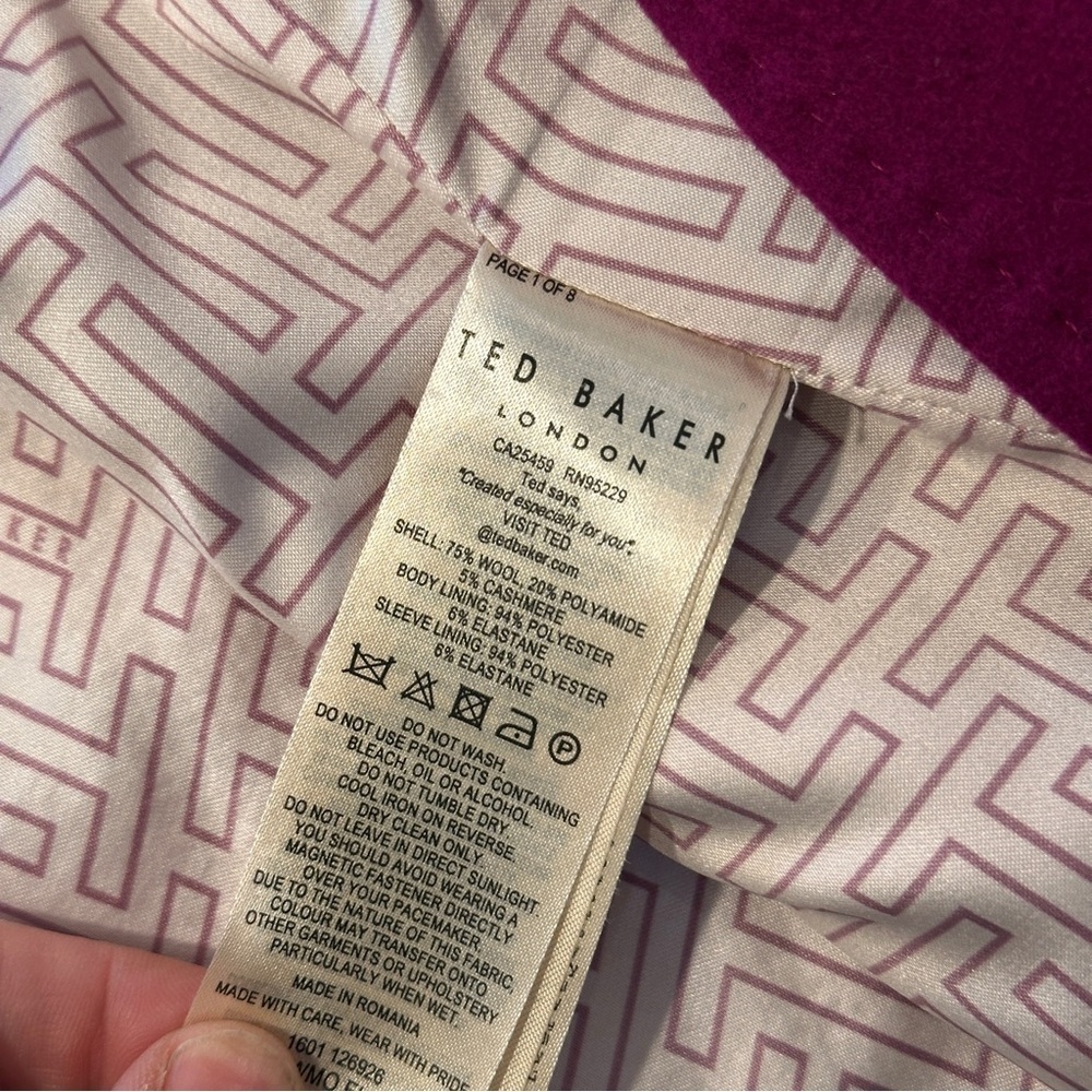 Ted Baker Lorili Long Wrap Coat Wool & Cashmere Blend Size 1 NWOT - Picture 8 of 10